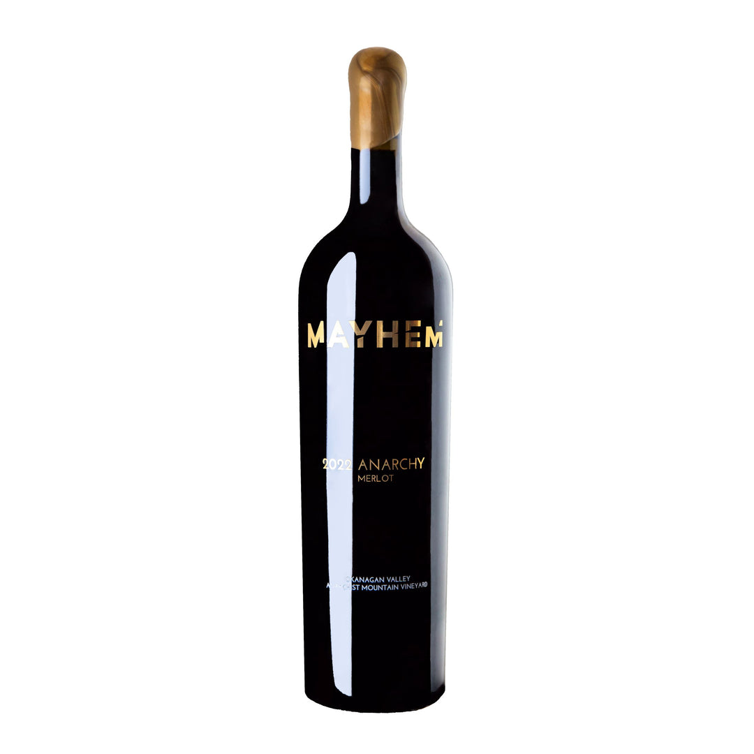 2022 Mayhem Anarchy Merlot Magnum bottle with wax dip